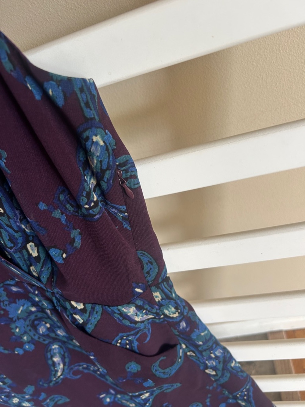 CAbi Treasure Paisley #3461 Floral Pocket Midi Dress Blue Plum Short Sleeve 12 - Picture 5 of 13